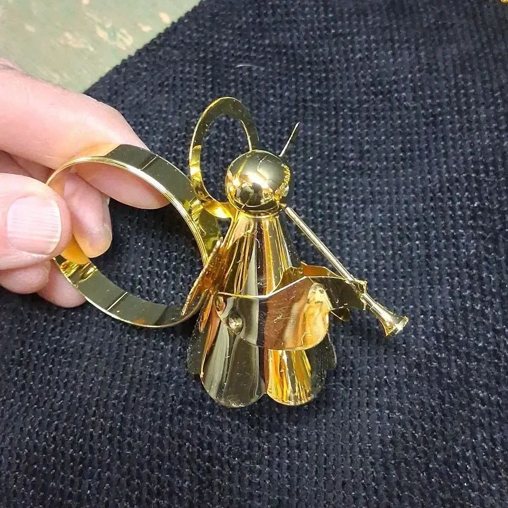 Brass Angel Halo Napkin Rings Lot 12 Trumpet Gold‎ Tone Religious Christmas Vtg.